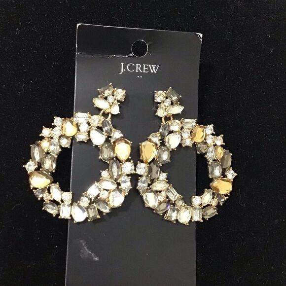 J. Crew Factory Wreath Jewel Pierced Earrings New With Tag - Picture 1 of 8